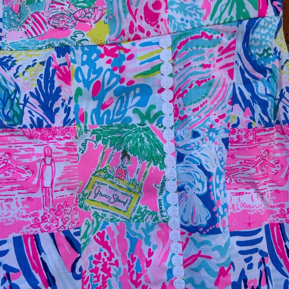 Lilly Pulitzer Pink, Blue & Green Patchwork Print Sleeveless Romper - Picture 5 of 10